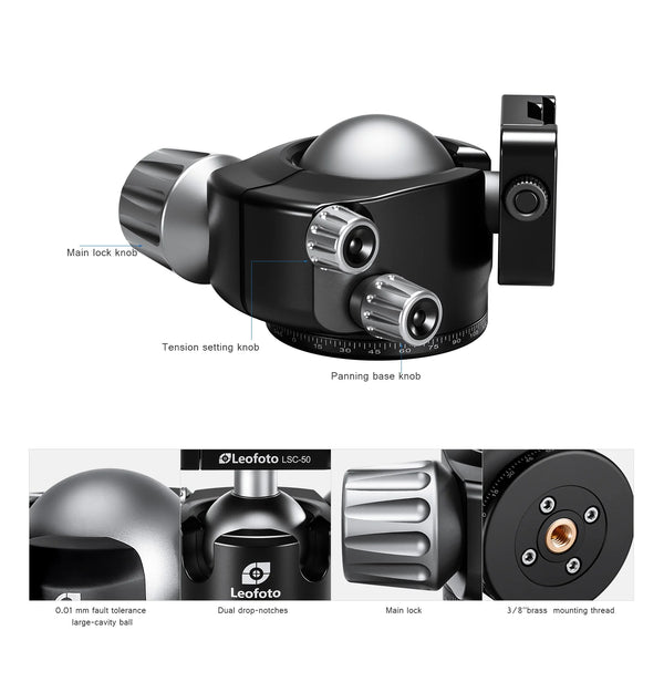 LH-55SC Low Profile Ballhead with Dual Profile Picatinny/Arca Clamp