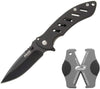 BEAR & SON 703 COMBO SET FOLDER BLACK KNIFE + SHARPENER