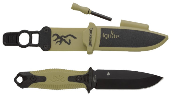 KNIFE IGNITE FIXED BLACK/GREEN 10CM